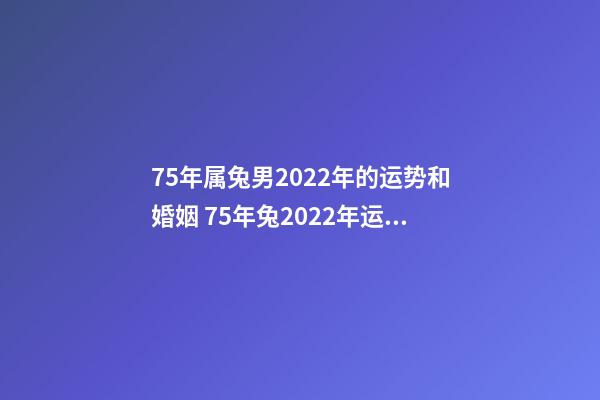 75年属兔男2022年的运势和婚姻 75年兔2022年运势,75年男的属兔2022年的运气-第1张-观点-玄机派